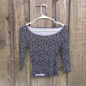 Black and White Floral Crop Top